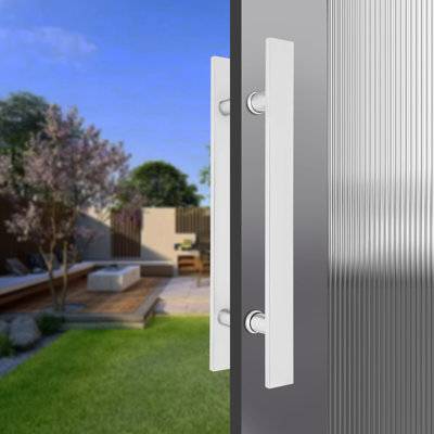 Poignée de porte à double face en acier inoxydable, paire de poignées de porte de grange coulissantes à pousser, poignée de porte en forme de H commerciale (17,52 x 1,6 x 5,92 po)