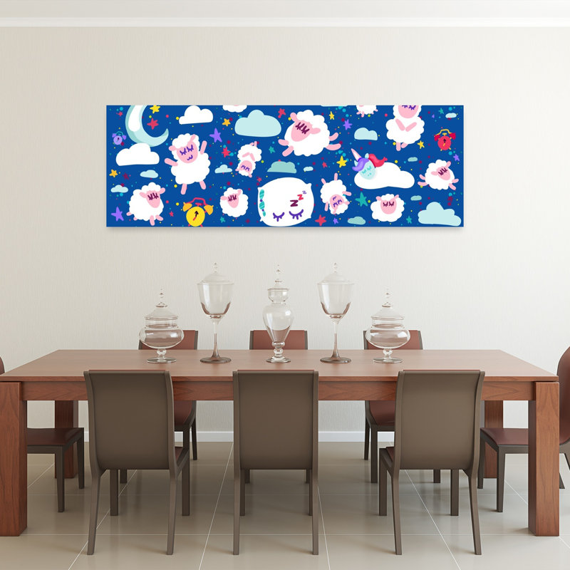 «Sweet Sleeping Sheep Dreams Dreamy Playful Tranquil Animal Landscape», art mural, H 20 po x l 60 po