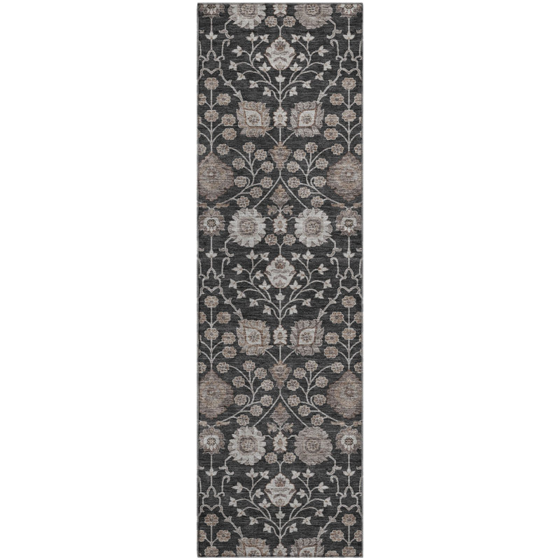 Premium Machine Washable Gurubaksh AMF1155 Floral Rug, Runner 2'3" x 7'6"