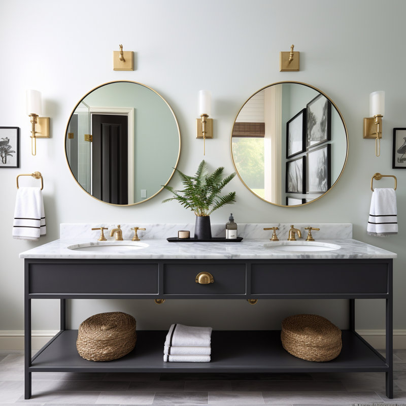 Anngela Metal Round Wall Mirror, Gold