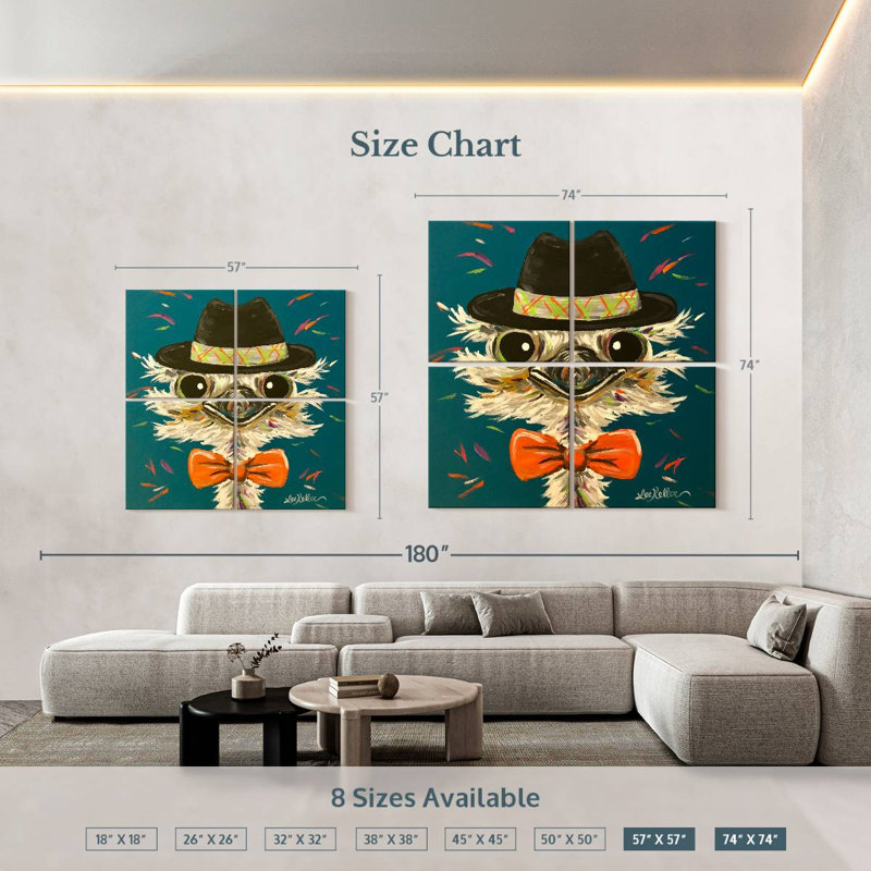 Brampt Ostrich Miles, 74" H x 74" W