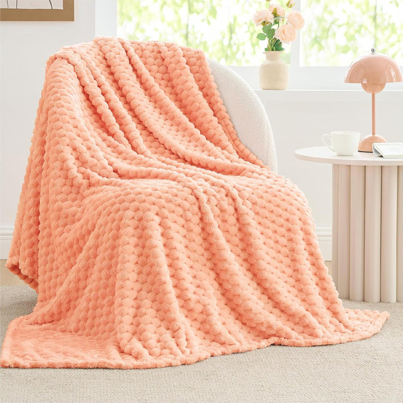 Fleece Throw Blanket For Couch & Bed - 3D Jacquard Decorative Beige Blanket, Super Soft And Cozy Warm Fuzzy Blanket All Seasons Suitable, 50X60inches