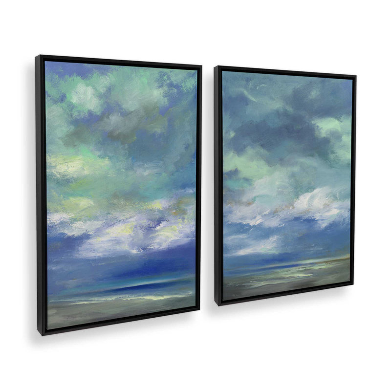 Ensemble de 2 lumières crépuscule luminescentes, H 19 po x l 26 po, Cadre flottant noir satiné