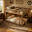 Lit superposé double au-dessus de double avec tablettes intégrées, lumières à changement de couleur et panneau perforé, beige