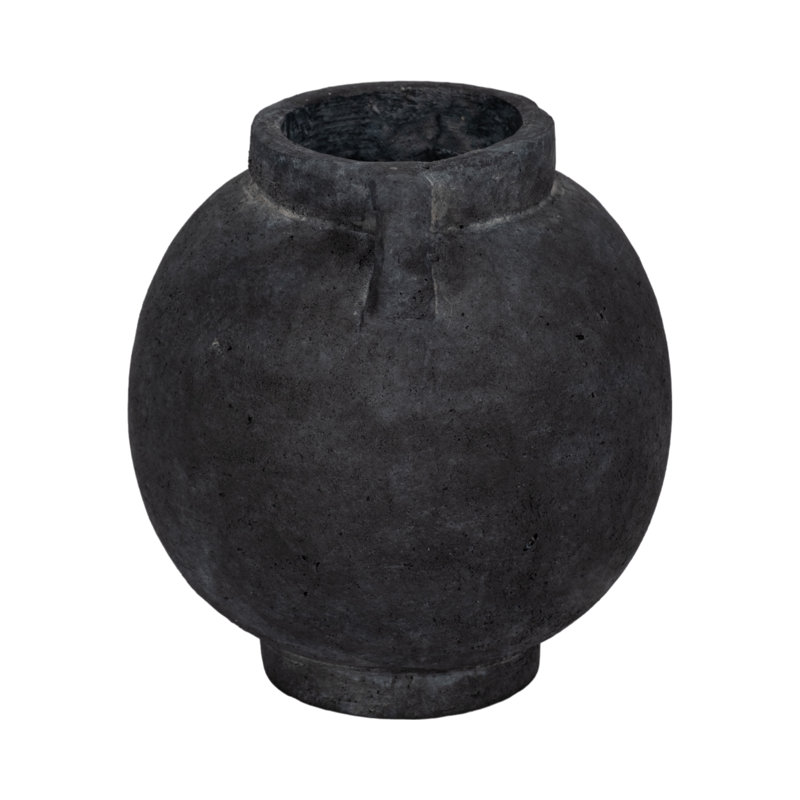 Handmade Ceramic / Porcelain Table Vase, Black, Overall Height - 7"