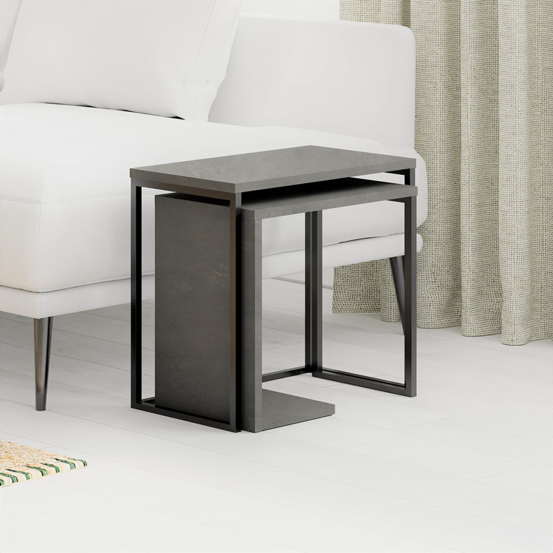 Ajabah 2 Piece Nest of Tables, Retro Grey