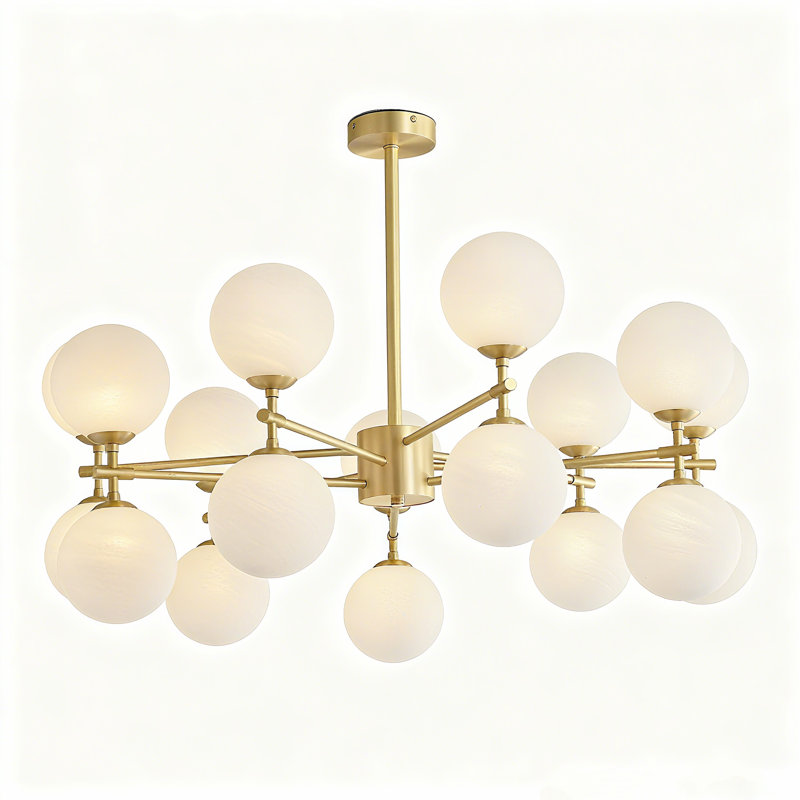 18- Light Dimmable Bubble Glass Sputnik Modern Linear Chandelier