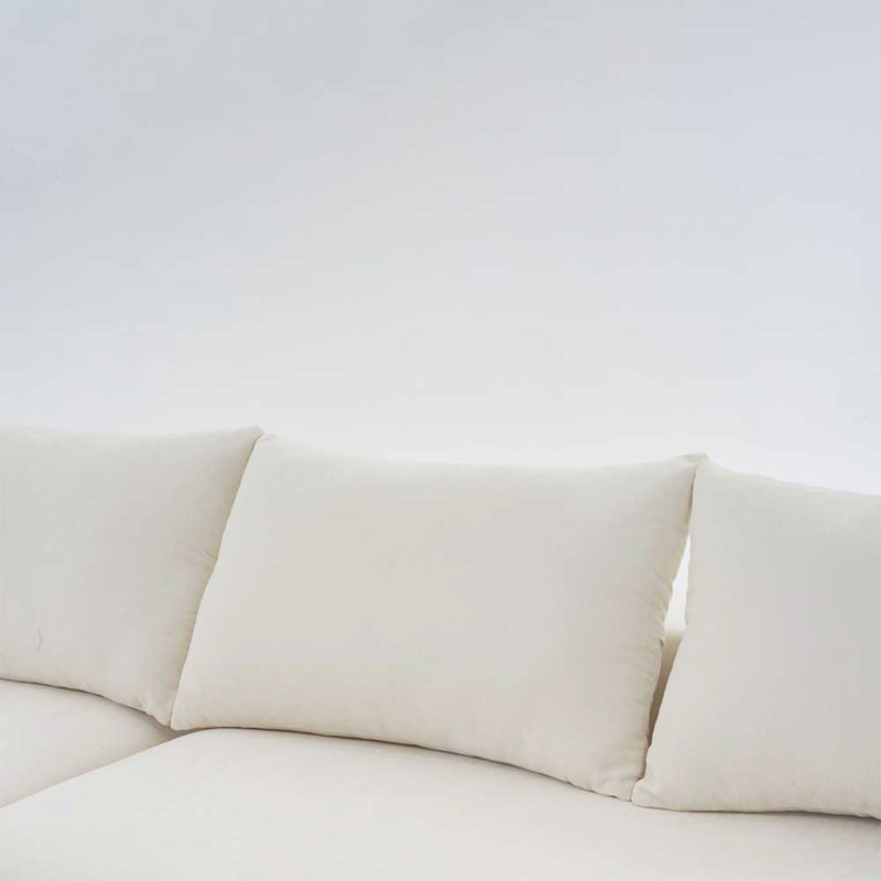 Upholstered Boneless Sofa, Soft Couch, L Shape Sofa For Living Room, White Corduroy