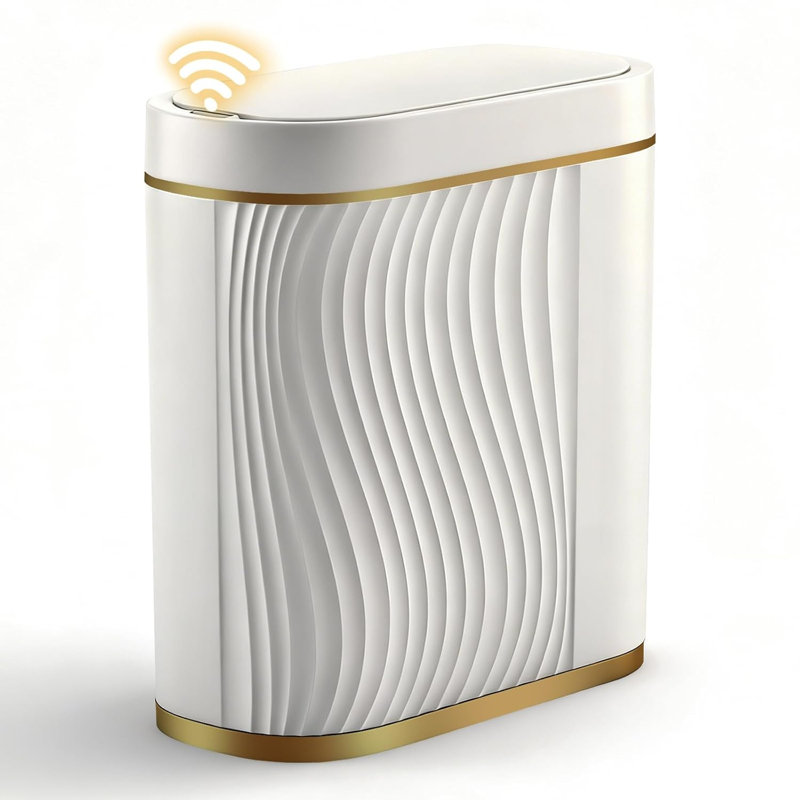 Motion Sensor Bathroom Trash Can with Lid, Automatic Small Trash Bin,2 Gallon, White