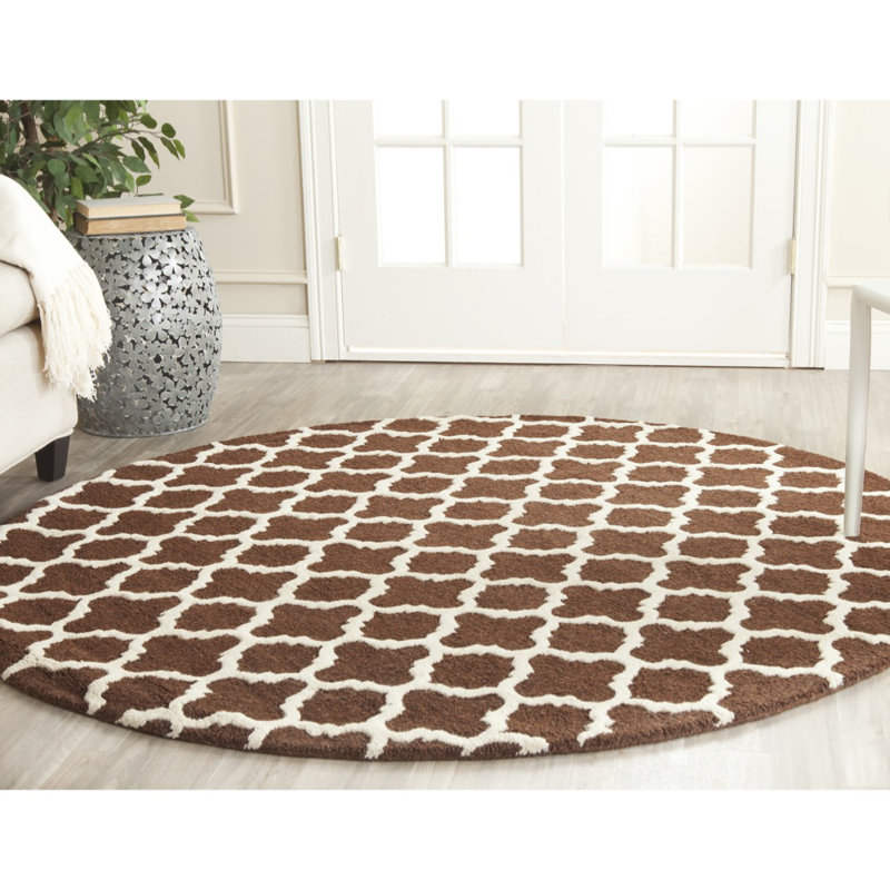 Cannen Hand Tufted Wool Geometric Rug, Round 6'
