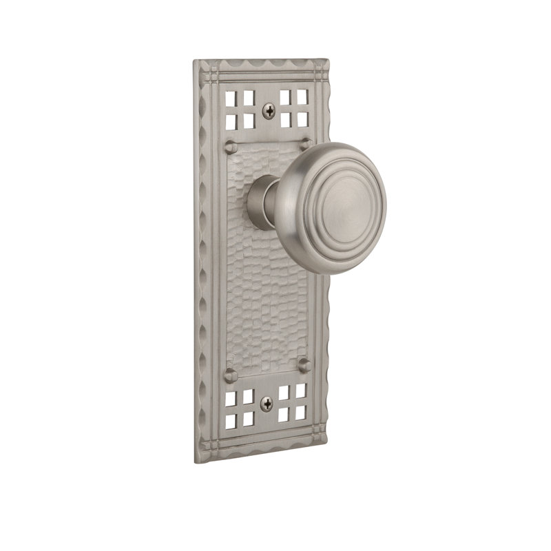 Craftsman Plate with Deco Door Knob, Satin Nickel, 2 3/8