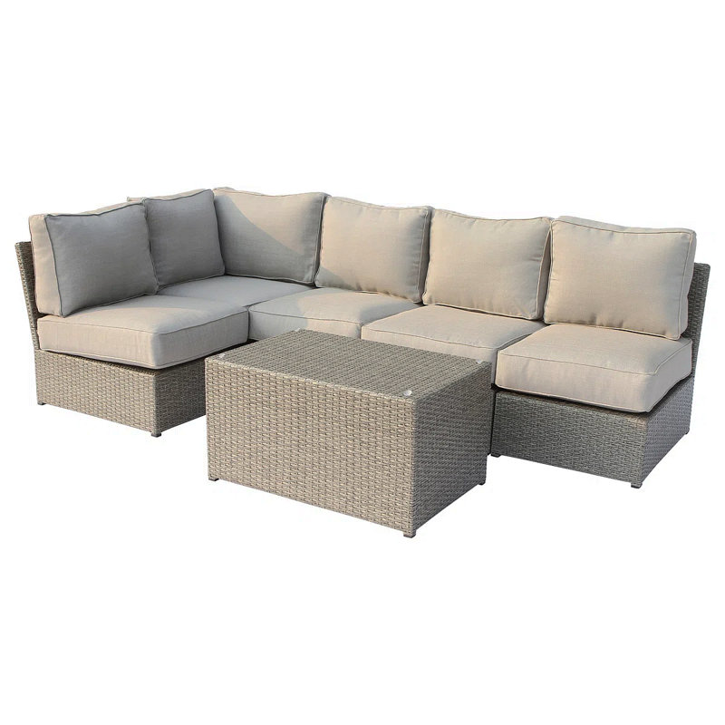 Ensemble de conversation de patio pour 4 personnes avec coussins - entièrement assemblé, installation rapide