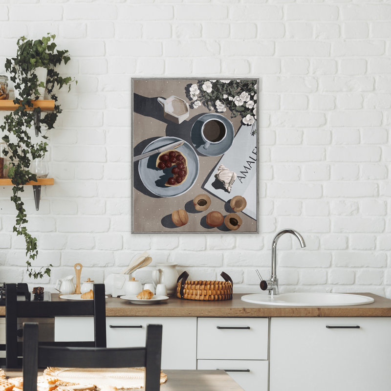 Giclée encadrée de fruits et de café du matin par Anna Lischenko, H 30 po x l 24 po, Estampe numérique Farmhouse