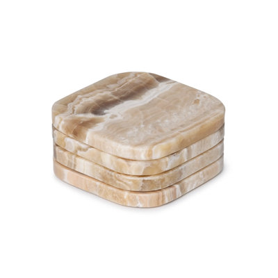 Onyx Beige Organic Coasters, Set Of 4