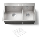 Vault 33" L x 22" W Drop-In Kitchen Sink with 3 Faucet Holes