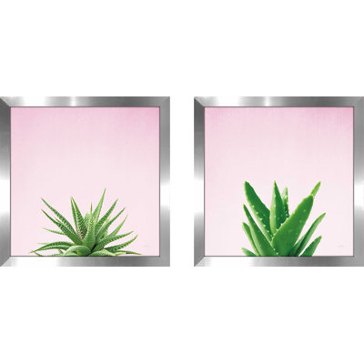 " Succulent Simplicity I On Pink " 2 - Pieces