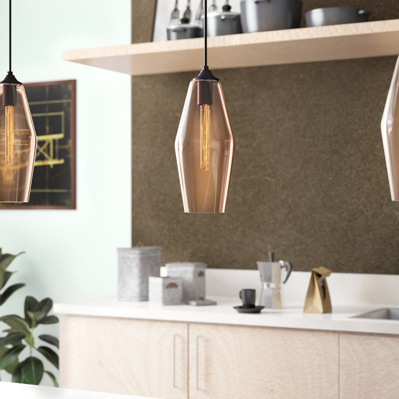 Luminaire suspendu géométrique simple à 1 lumière Maximilian, Ambre