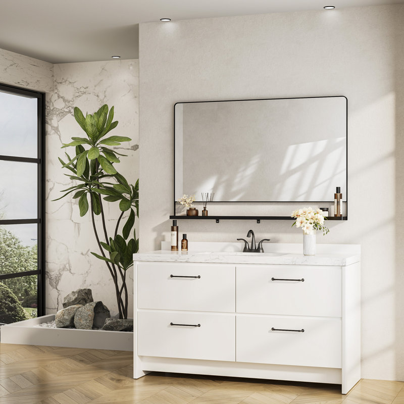 Miroir de salle de bain mural Tillymae, 32 po x 48 po, Noir