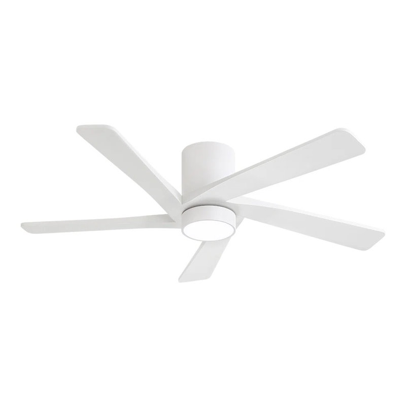 48" 5 Solid Wood Blades Indoor Ceiling Fan With Light Kit And Remote, White/White, 48"