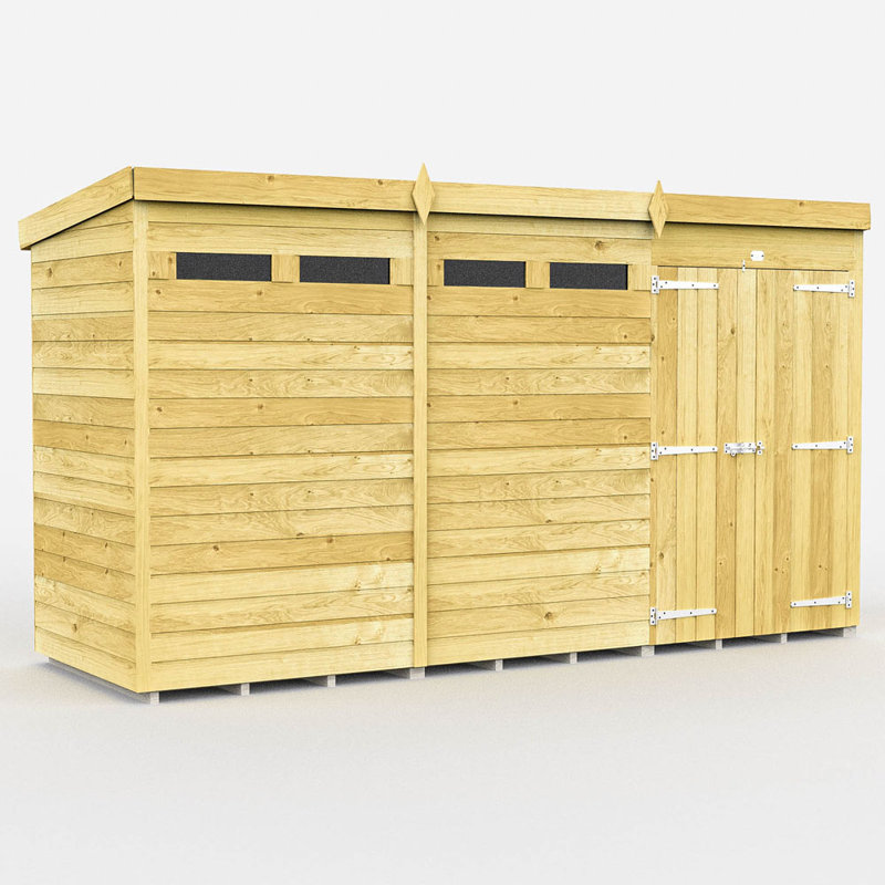 12ft x 4ft Pent Security Shed - Double Door