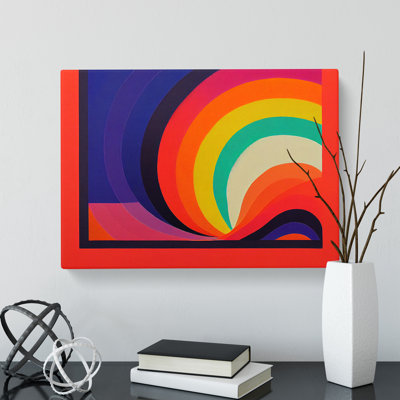 Rainbow Block Print Abstract - Wrapped Canvas