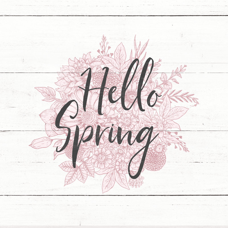 Hello Spring Outlined Florax - Wrapped Canvas Print, 30cm H x 30cm W