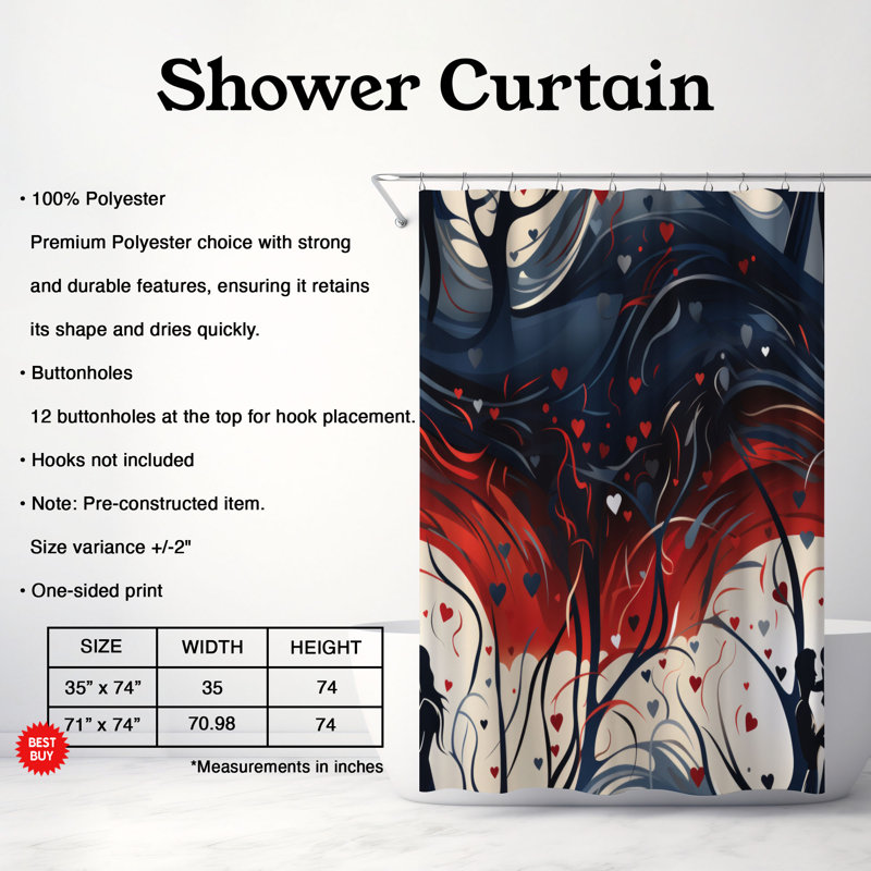 Rideau de douche Premium, H 74 po x l 71 po