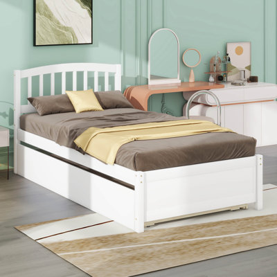Base de lit simple avec lit gigogne en bois