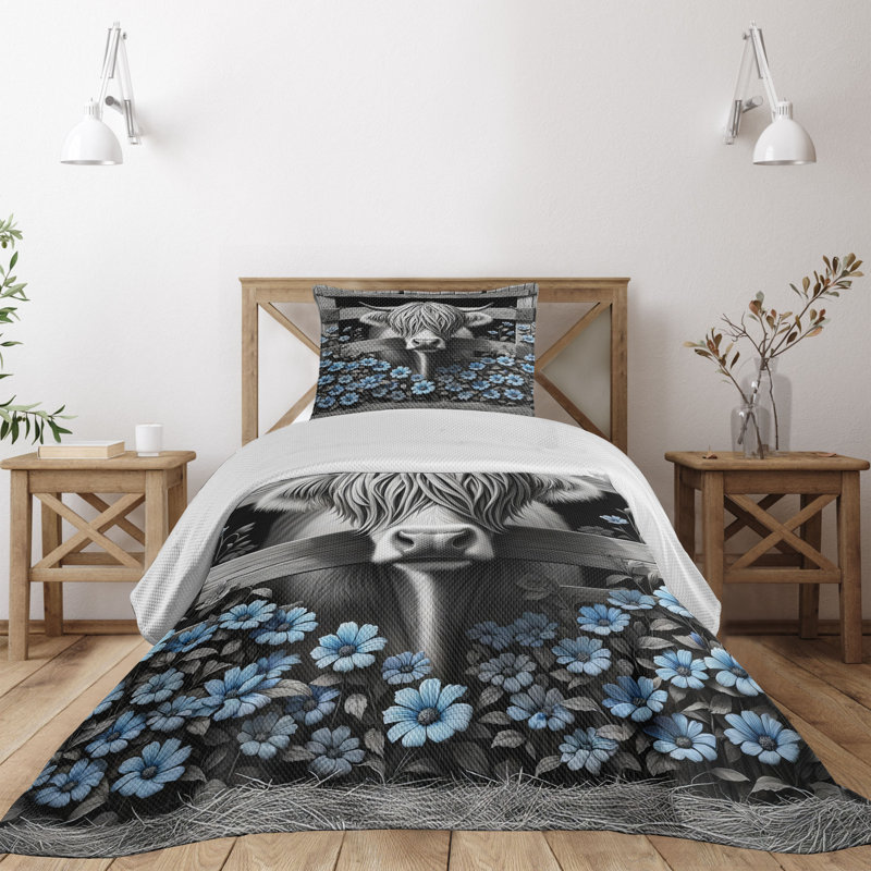 Polyester Floral Coverlet, Twin Coverlet + 1 Standard Shams