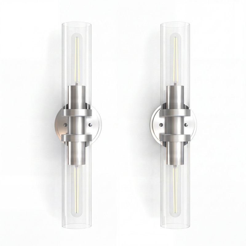 Lampe murale cylindrique 2 têtes Barbell, Brushed Nickel