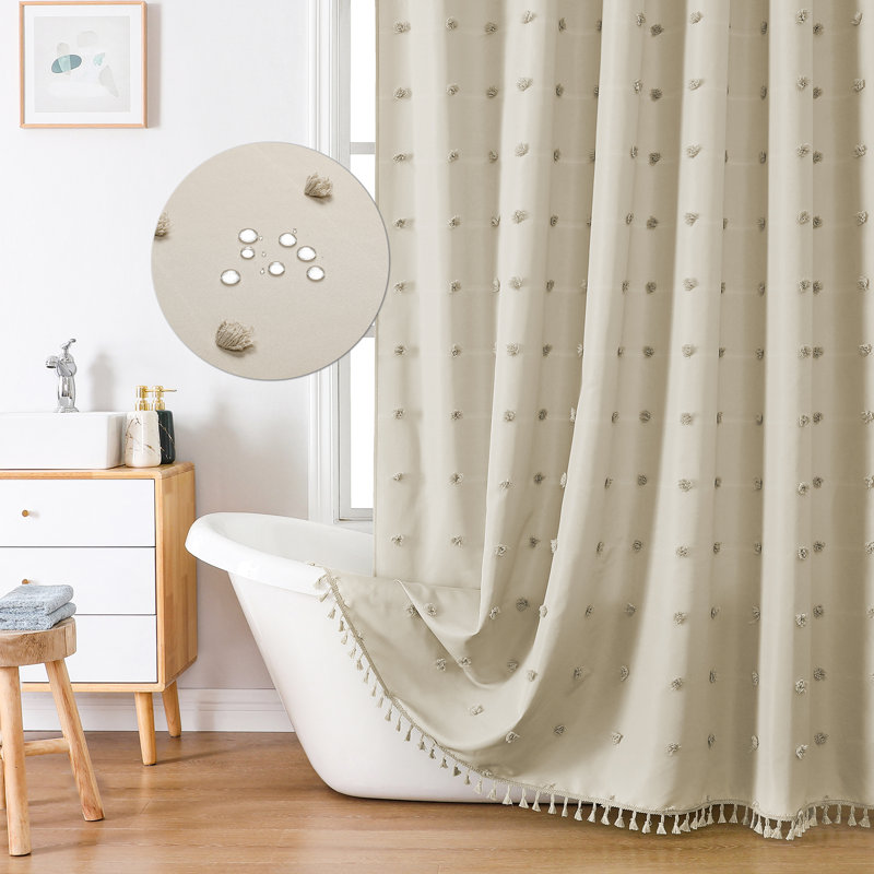 Rideau de douche Boho Farmhouse en tissu rose, rideau de douche 36x72, L 72 po x L 72 po (paquet de 1), Beige