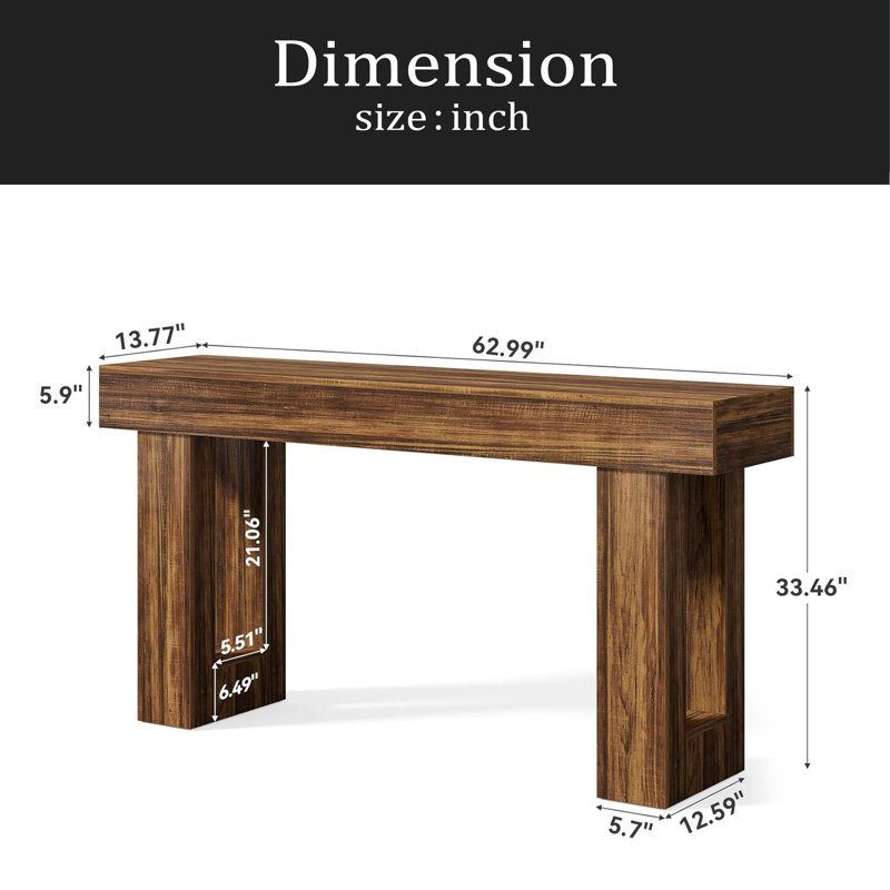 Console élégante, table d'appoint en bois, Brun rustique