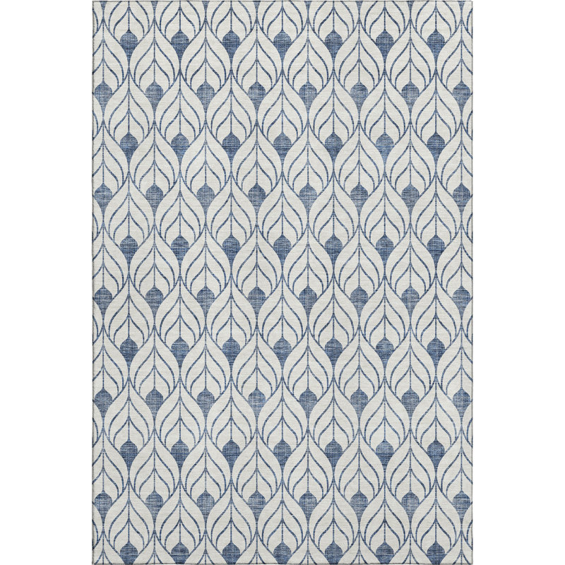 Premium Machine Washable Prisco Blue Rug, Rectangle 2'6" x 3'10"