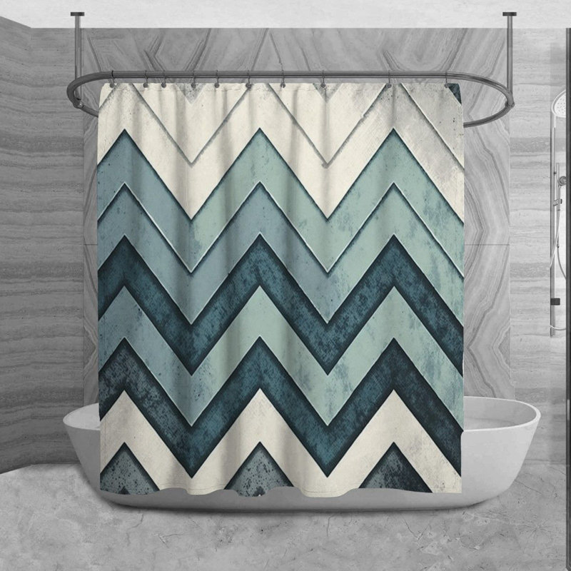 Rideau de douche Caleta, H 93 po x l 70 po, Bleu/gris