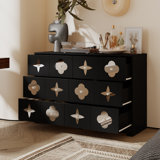 6-Drawer Dresser With Crystal Handle And Black Finish