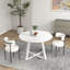 Ensemble de salle à manger 3 pièces, table à manger à tréteaux et 2 fauteuils bouclés-428989698-428989699