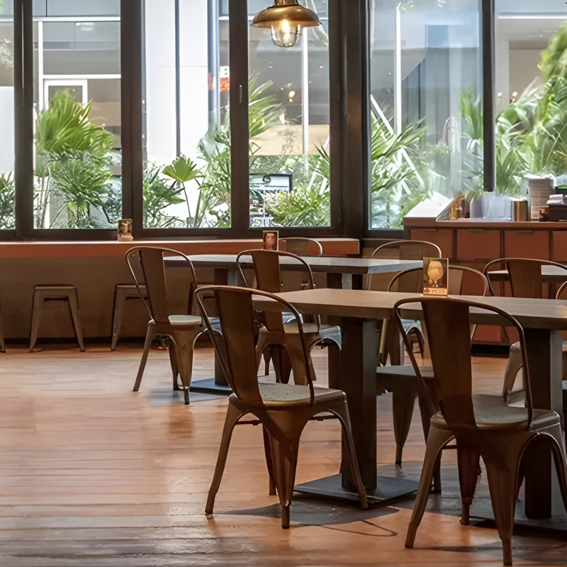 Metal Dining Chairs, Stackable Side Chairs Bar Chairs with High Backrest for Indoor Outdoor Bistro, Gunmetal