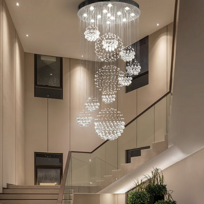 Lustre géométrique à intensité variable à 13 lumières avec détails en cristal Thermia