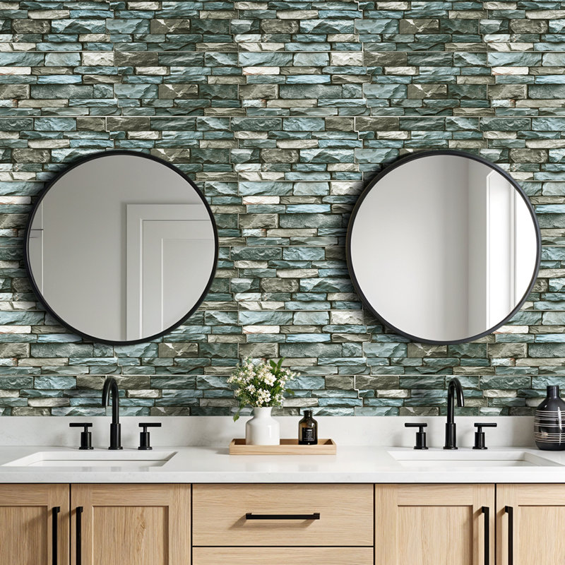 20Pcs Self-Adhesive Wall Tile Stickers, Blue/Grey