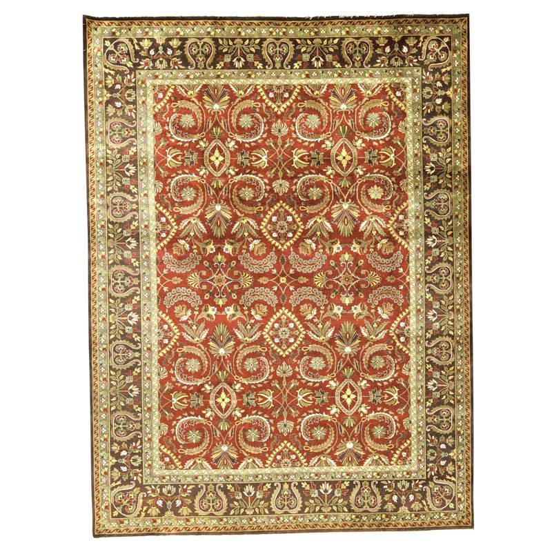 High-Quality Hand-Knotted Wine And Plum Area Rug