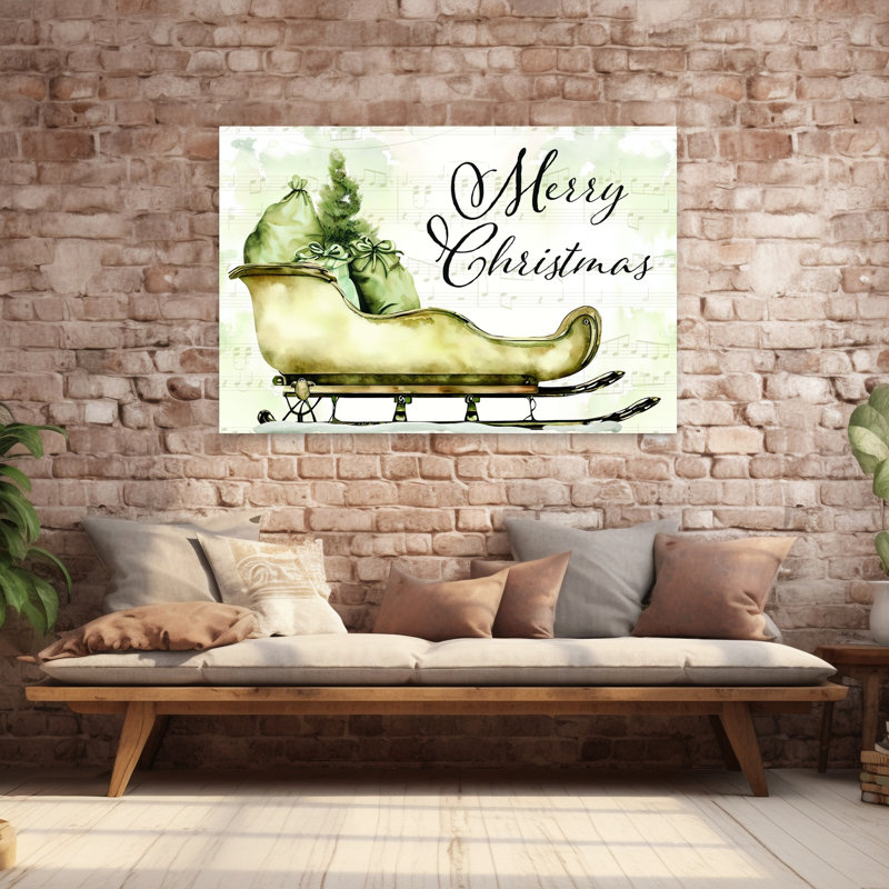 «Merry Christmas Old World Sleigh», art contemporain hivernal, H 60 po x l 40 po