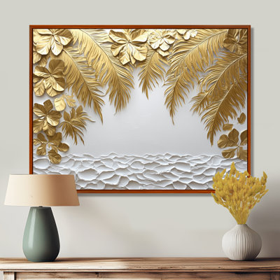 «Cloral Golden Cream Plams Reunion IV», art mural palmiers et palmiers
