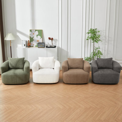 360° Swivel Chair, 38.2" Accent Chair Sofa, Chenille Upholstered Swivel Barrel Sofa Chair With A Throw Pillow For Living Room, Bedroom, Office And Hot