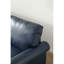 Causeuse de salon avec accoudoirs ronds et faux clous en cuir bleu marine-1517750336