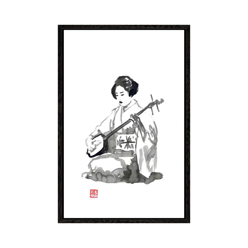 Shamisen by Péchane - Print on Canvas, Black Framed, 66.04 cm H x 45.72 cm W