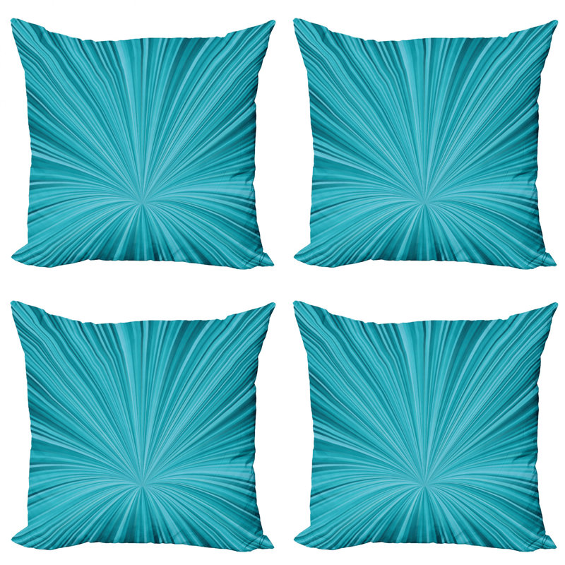 Teal Abstract Vortex Design Microfiber Throw Pillow Set