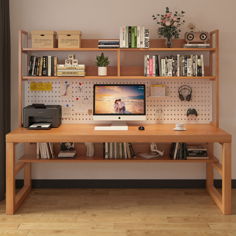 Bureau rectangulaire en bois massif brun, H 74,8 po x l 70,87 po x P 23,62 po