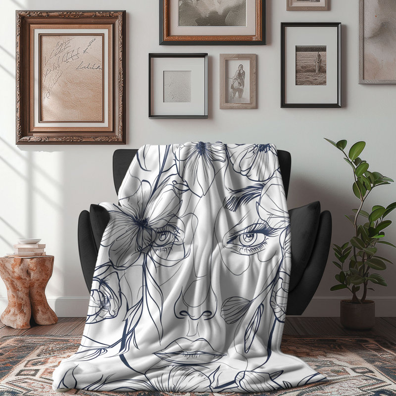Simple Floral Face - Couverture sherpa de qualité supérieure 1 pièce, Grand lit