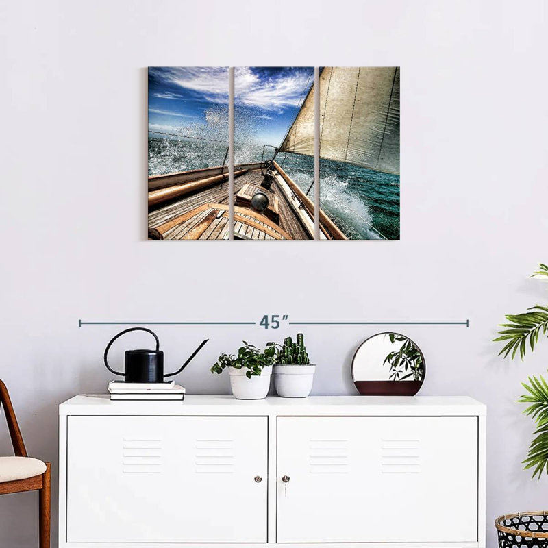 Ensemble de bateau sur toile 3 pièces Port Phillip Bay, H 20 po x l 33 po x P 1,25 po