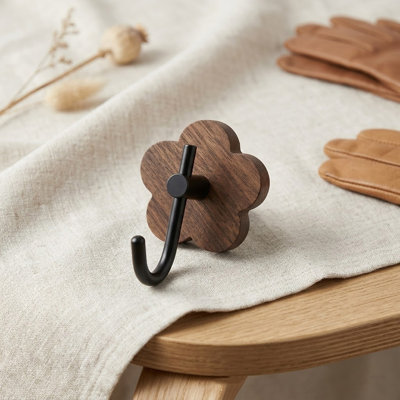 Patères murales en bois, porte-manteau en bois naturel, crochets robustes, ensemble de 4
